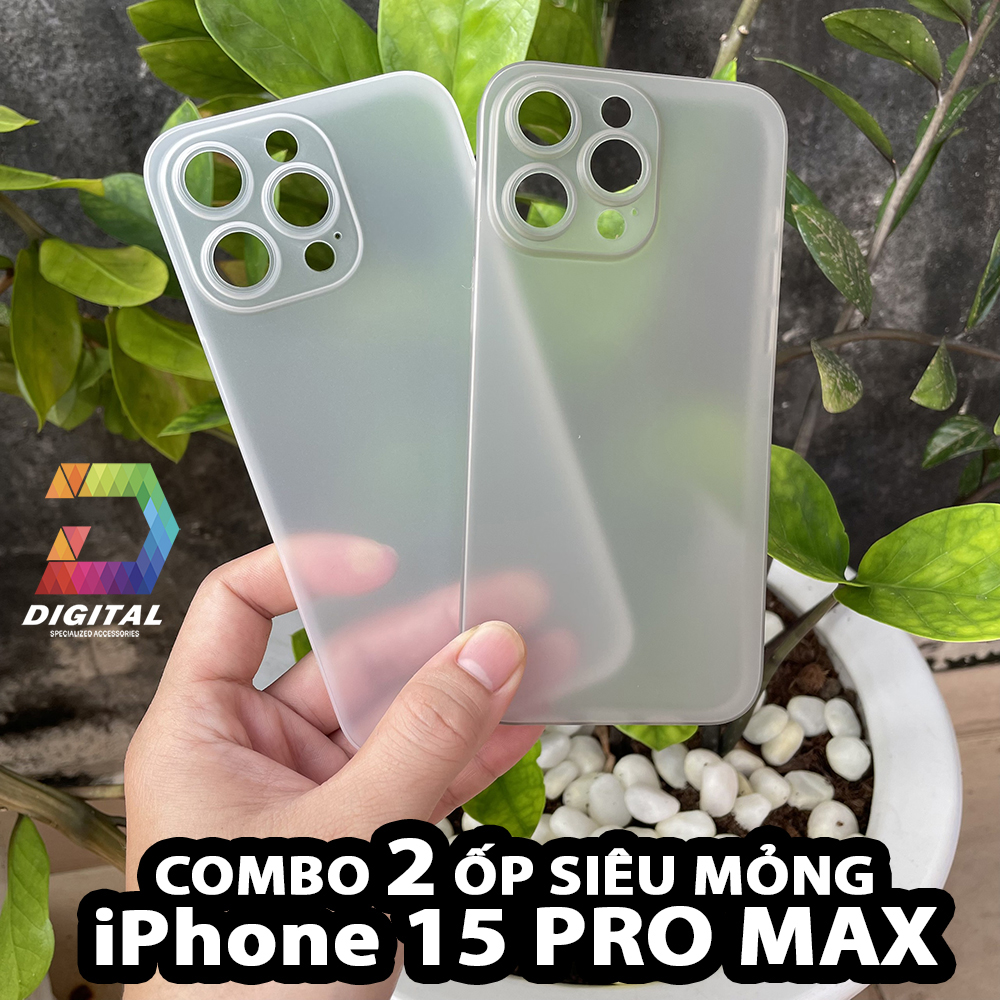 Combo of 2 Ultra Thin Unibody Matte Clear Cases for iPhone 15 Pro Max