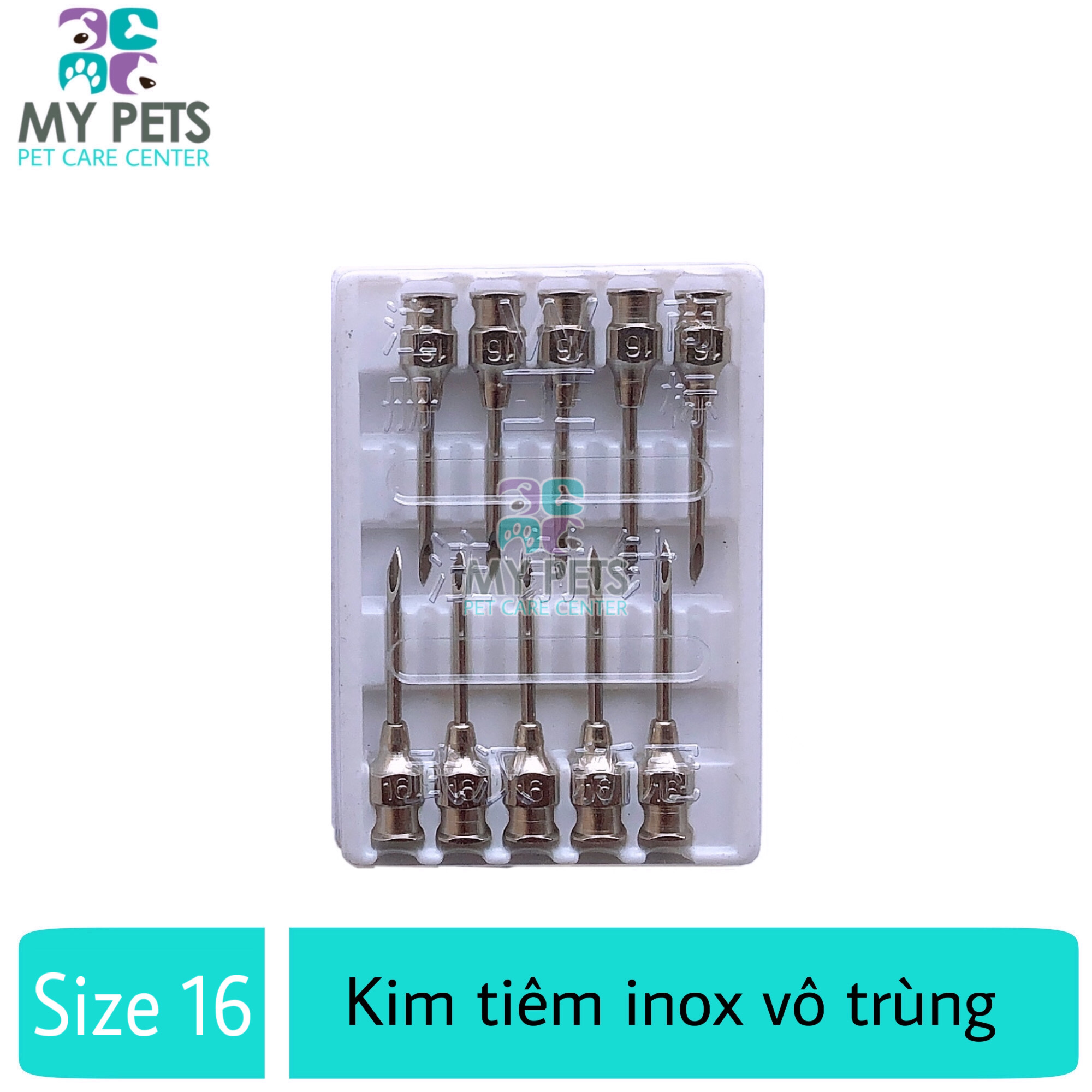 Kim tiêm inox vô trùng dùng trong thú y (Size 16) - 1 vỉ X 10 kim