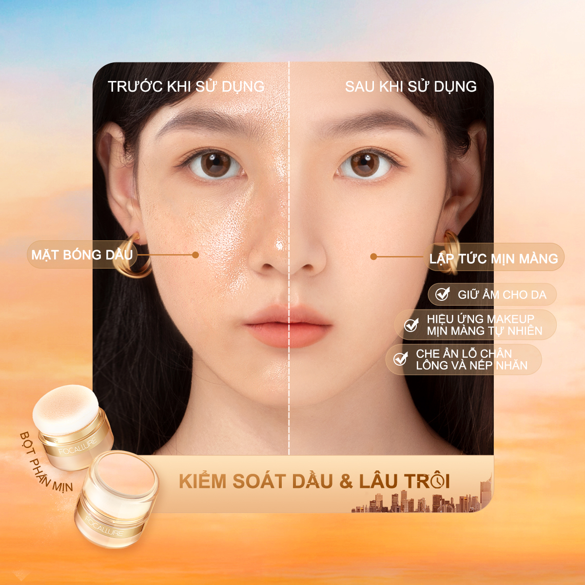 (HSD: 12/2025) FOCALLURE Phấn Đa Năng Phấn phủ Và Má Hồng Kiểm Soát Dầu 6g