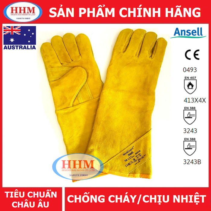 Găng tay da thợ hàn Ansell 43-216(Vàng)