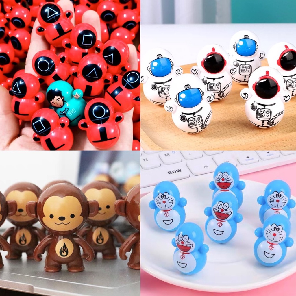 Lật đật squid game mini, đồ chơi lật đật mini doraemon cho bé cute dễ thương giá rẻ (pikachu, trò chơi con mực, minion)