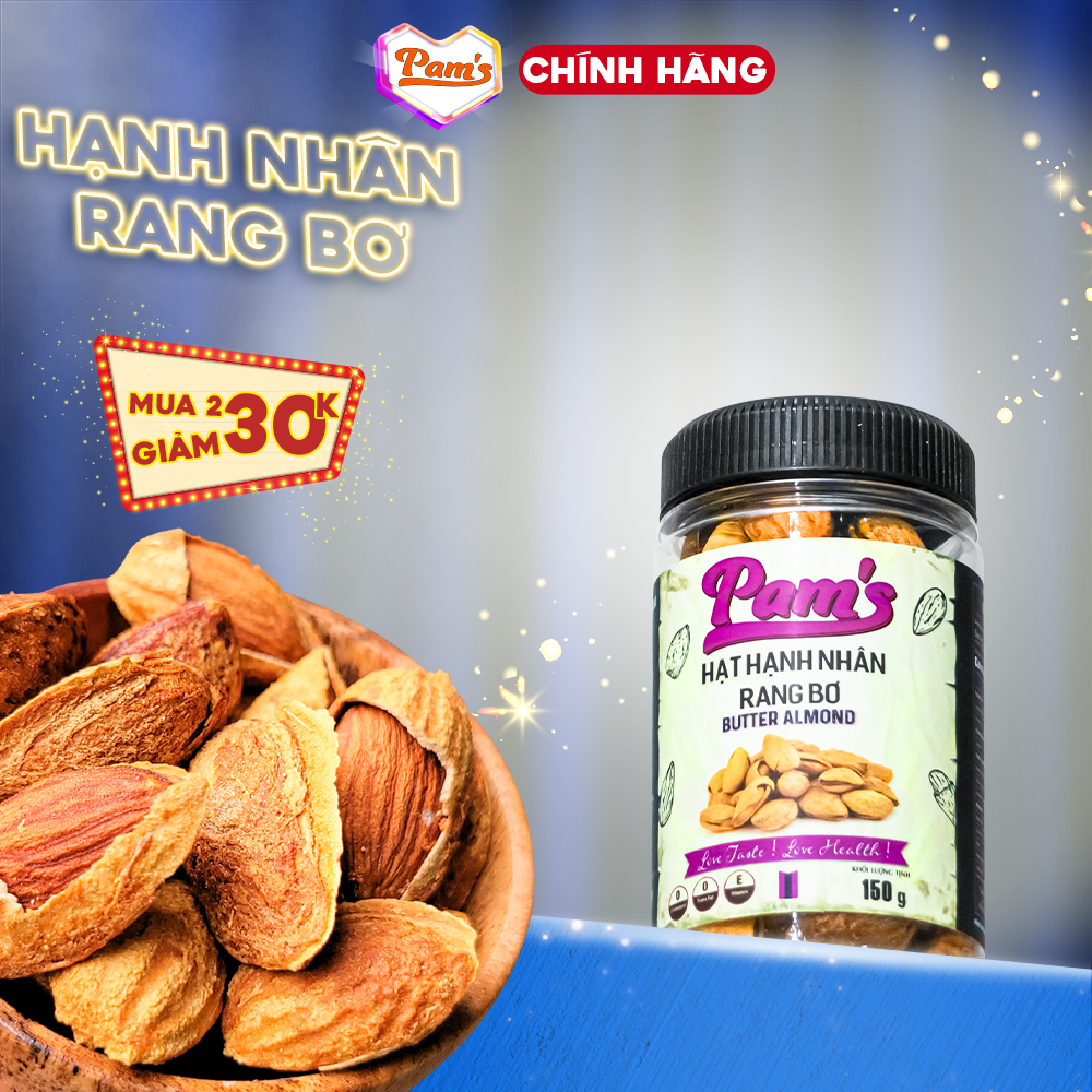 Hạnh nhân rang bơ nhập khẩu Mỹ Pams 150g/hũ