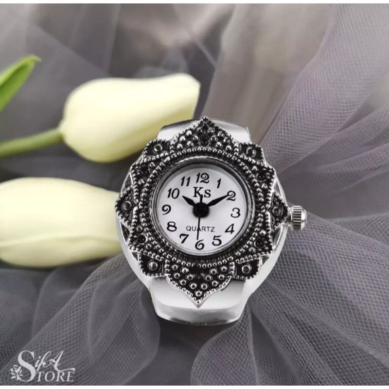 Nhẫn đồng hồ Thai Lan chạm trỗ hình cánh hoa ơphong cách quý tộc