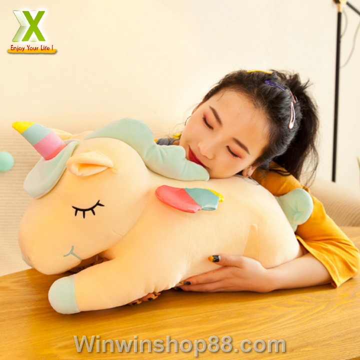 [HCM]Gấu Bông Gối Ôm Hình Ngựa Hồng Unicorn Ngộ Nghĩnh (Kỳ Lân Nằm) TNB241 Màu Ngẫu Nhiên