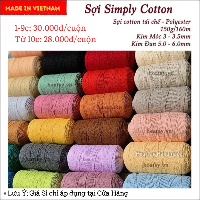Sợi Simply Cotton dùng móc túi, mũ, thắt macrame