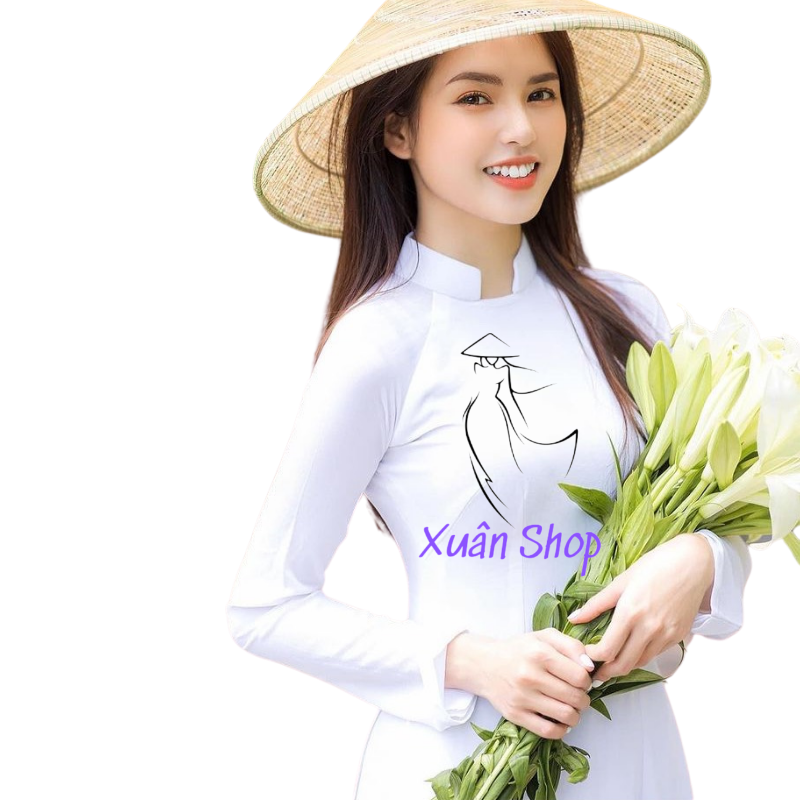 Áo dài trắng Sứ học sinh cổ vuông Hở 02 tà LỤA NHẬT / áo dài nữ sinh / áo dài học sinh cấp 3/ áo dài truyền thống