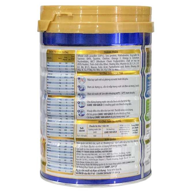 Sữa Care 100 Gold 900g (cho trẻ 1-10 tuổi)
