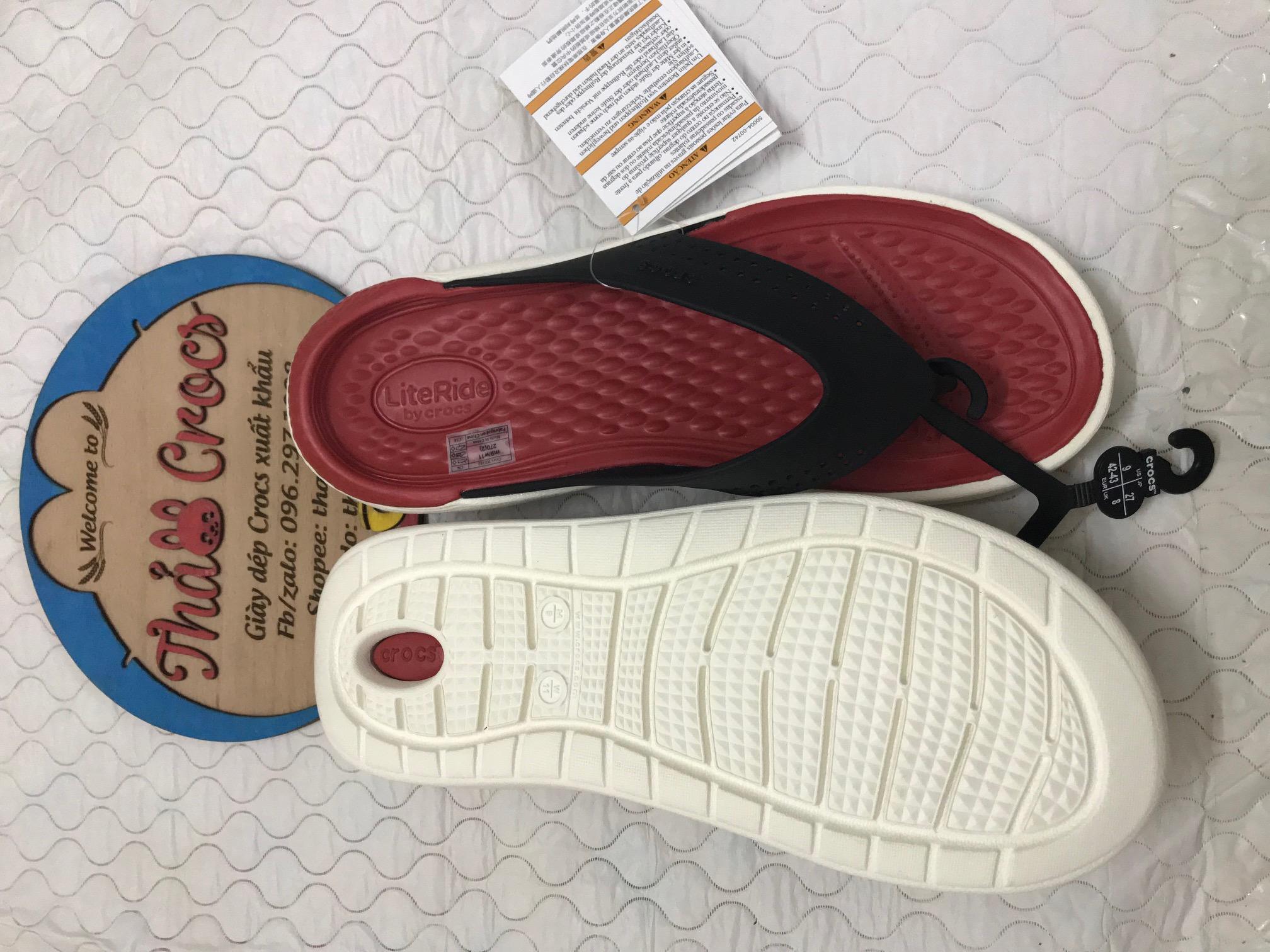 Dép xỏ ngón Crocs LiteRide siêu êm (Đỏ/trắng)