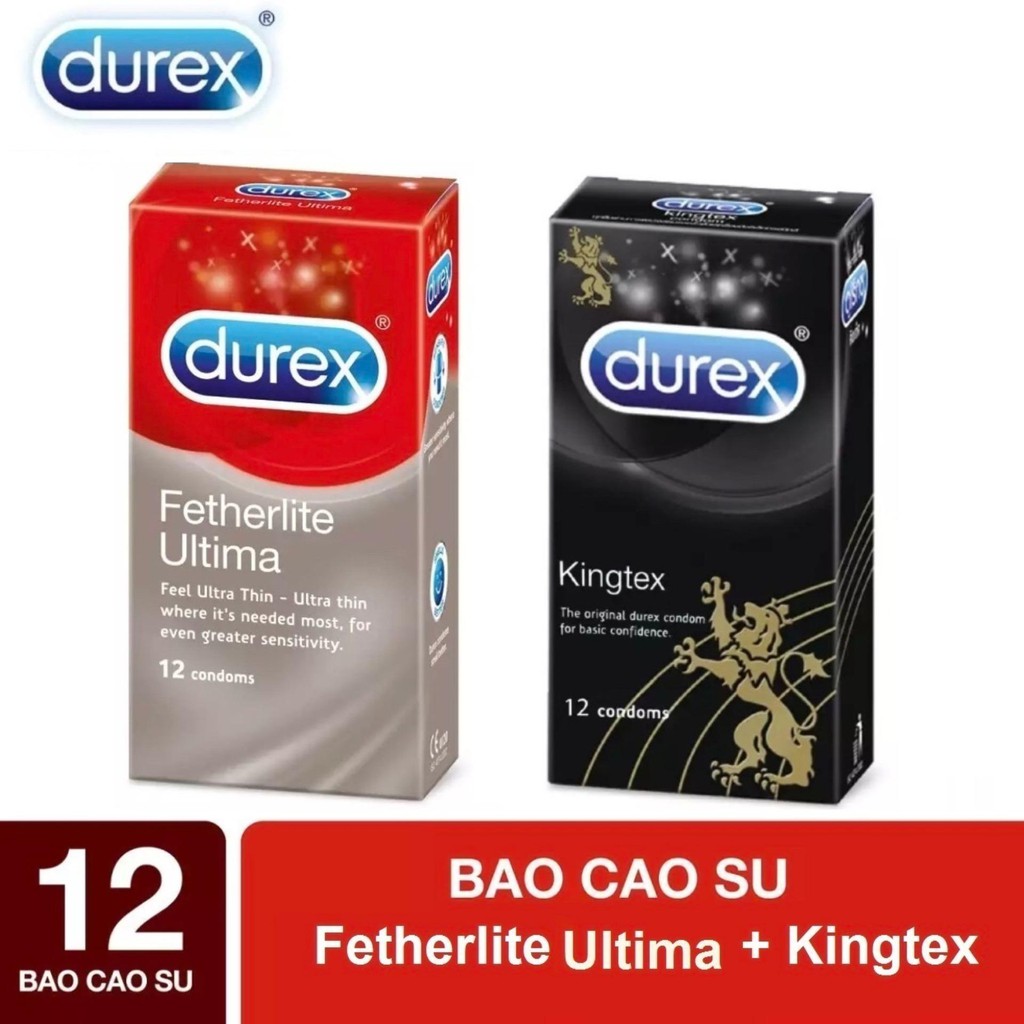 COMBO 2 HỘP Bao Cao Su Durex Fetherlite Ultima siêu mỏng + Durex Kingtex