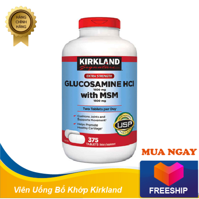 Viên uống bổ khớp của Mỹ Kirkland Signature™ Glucosamin HCL & MSM 1500mg hộp 375 viên