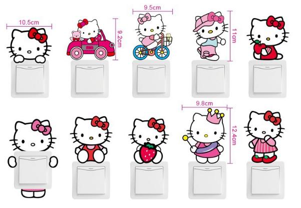 Decal dán công tắc ĐÈN - hình Mèo Hồng