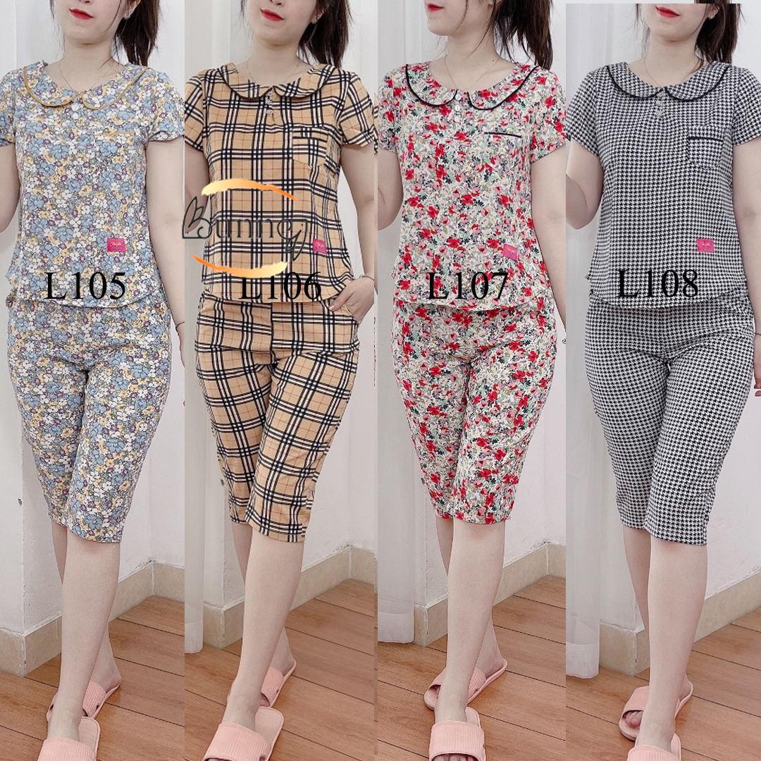 Đồ bộ nữ mặc nhà, bộ quần áo  lửng lụa hàn mềm mát