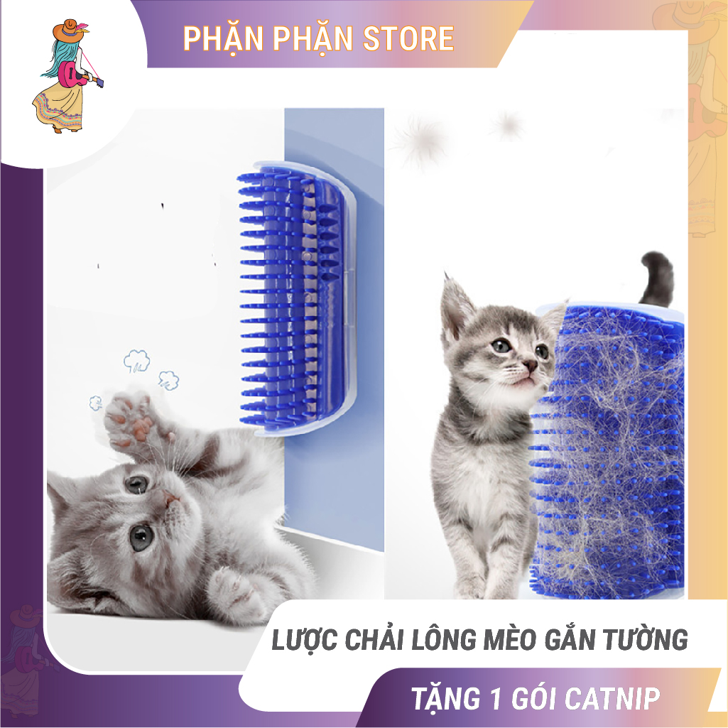 Lược chải lông mèo gắn tường Zhengchen bàn chải lông rụng cọ má và gãi ngứa cho mèo tặng gói catnip màu ngẫu nhiên BELLA925