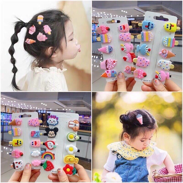 Sét 10 kẹp tóc siêu yêu cho bé