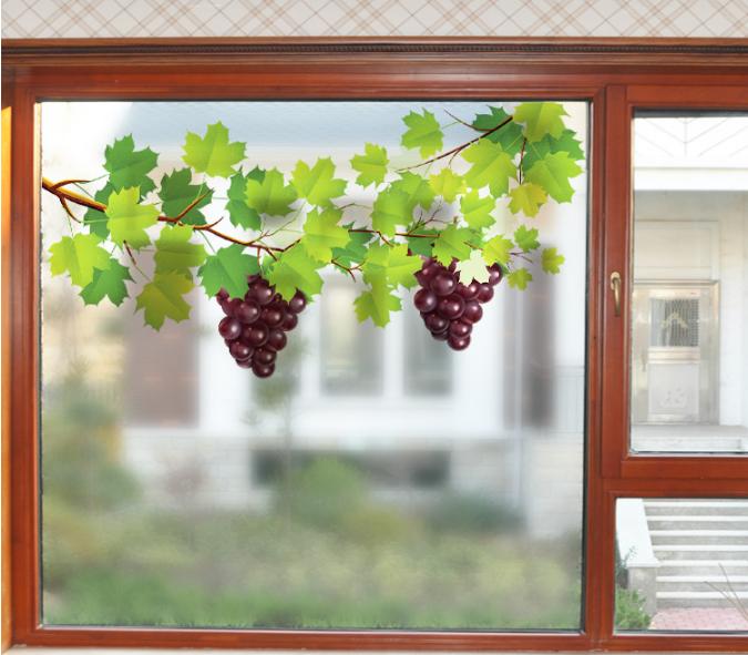 Decal Dán Kính Cao Cấp - Cành dây lá Chùm Nho ( 60x58 )-DK7167