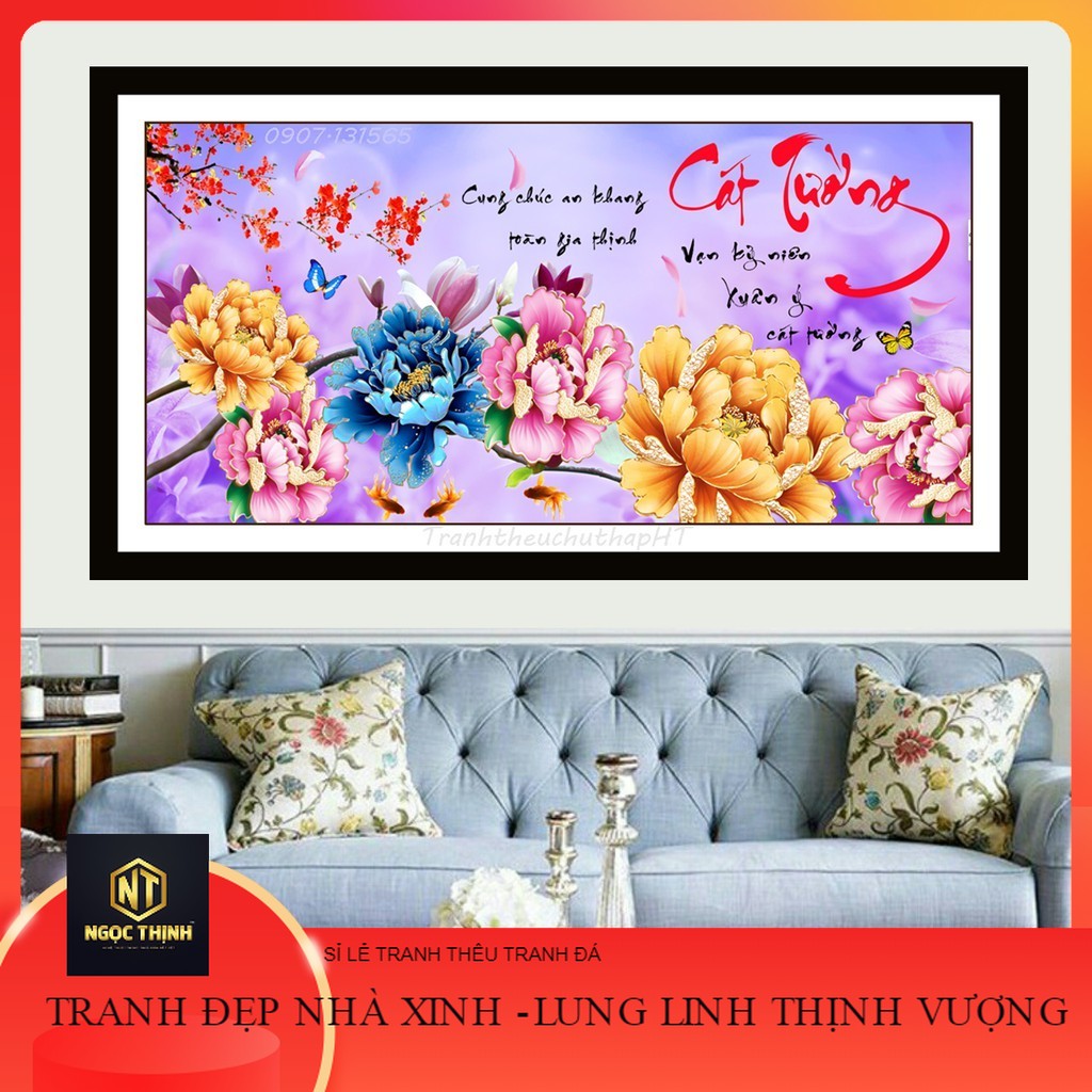 Tranh đính đá hoa mẫu đơn VS311 - tự đính
