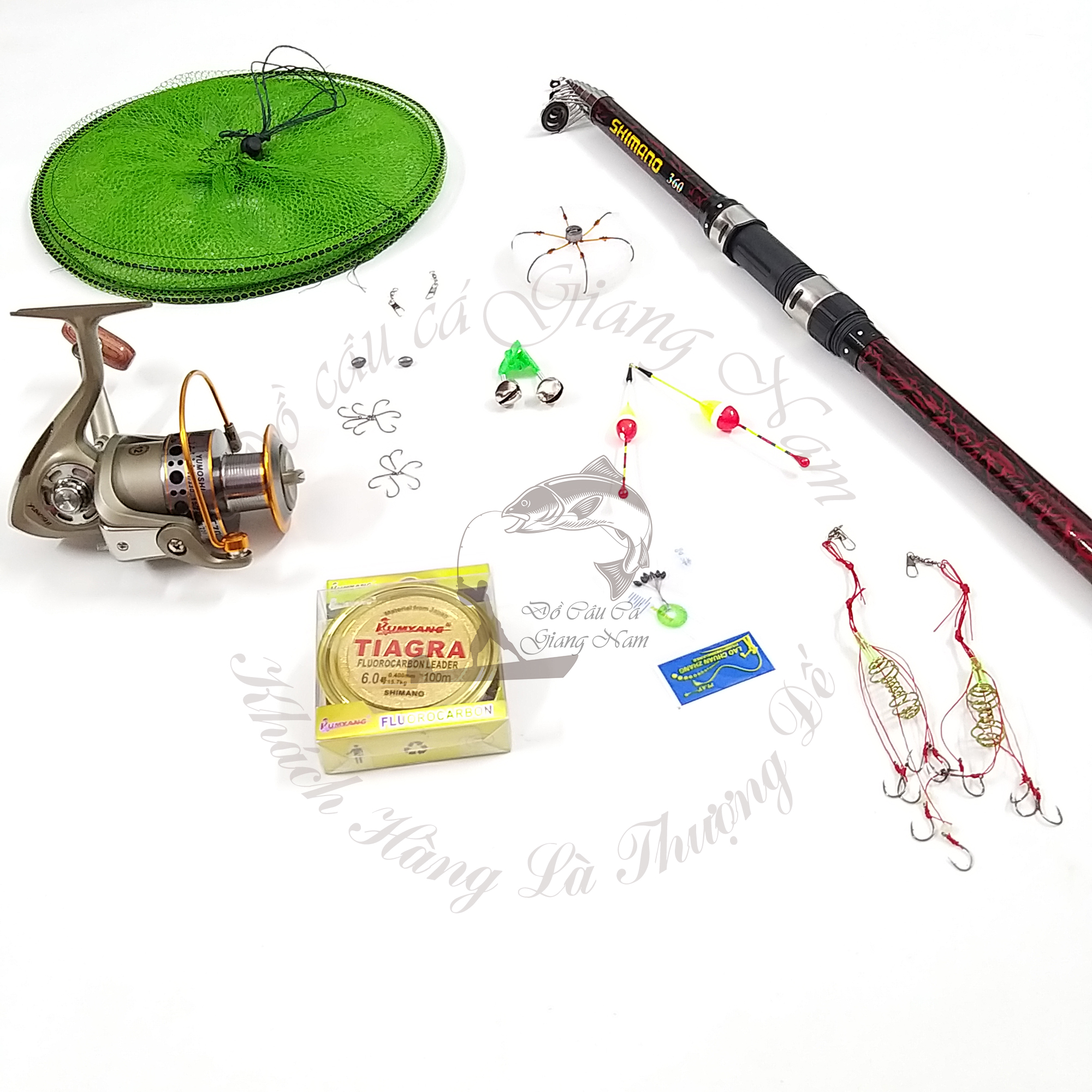 Bộ cần câu rút shimano 3m6 - máy yumoshi LC 7000 kèm phụ kiện ( đồ câu cá Giang Nam ) big sale
