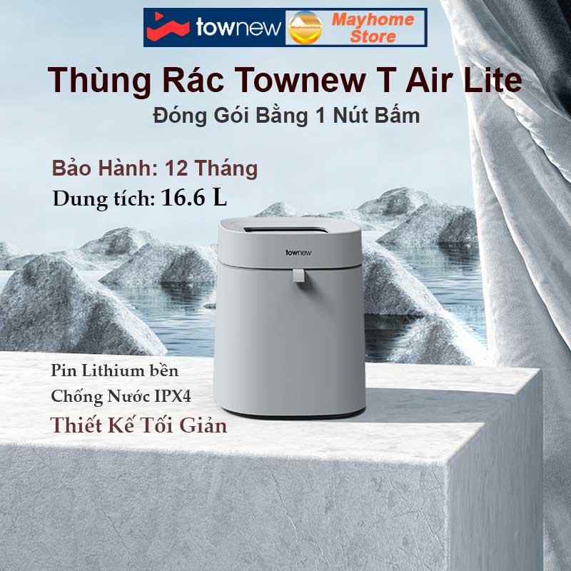 Thùng Rác Tự Động Thông Minh Xiaomi Townew T Air Lite 16.6L Thiết Kế Tối