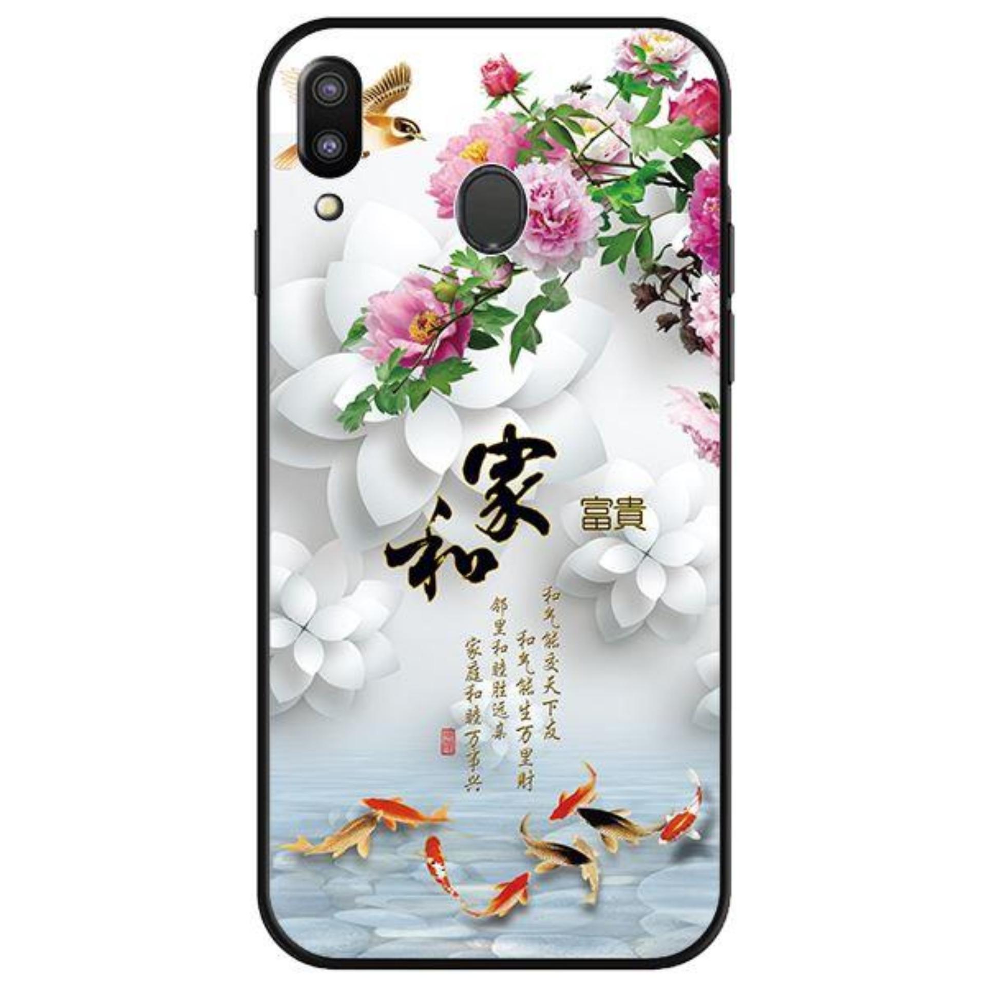 Ốp lưng samsung m20 - chim cá nền hoa trắng