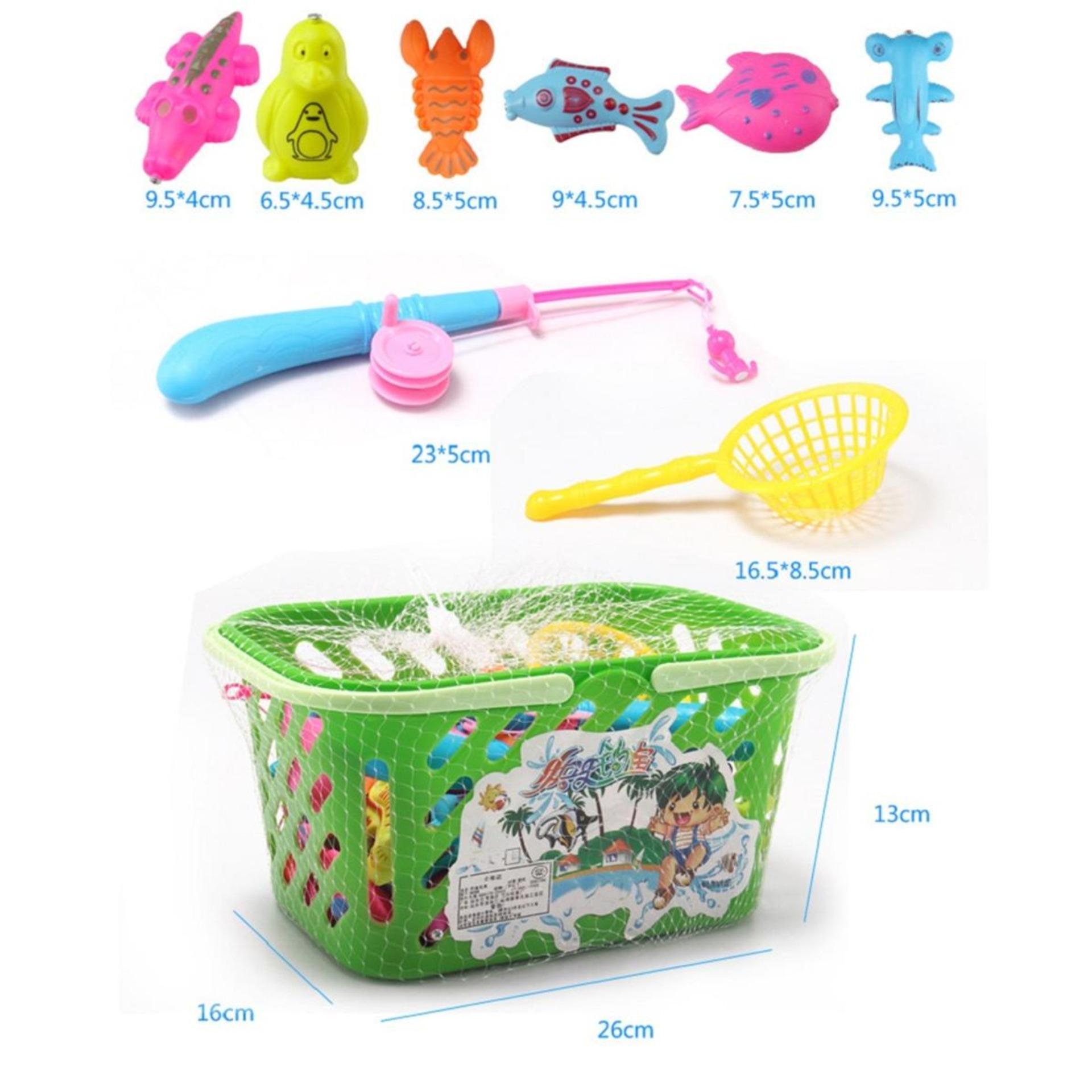 Bộ đồ chơi bể nước bơm hơi câu cá nam châm 2 cần câu - MS