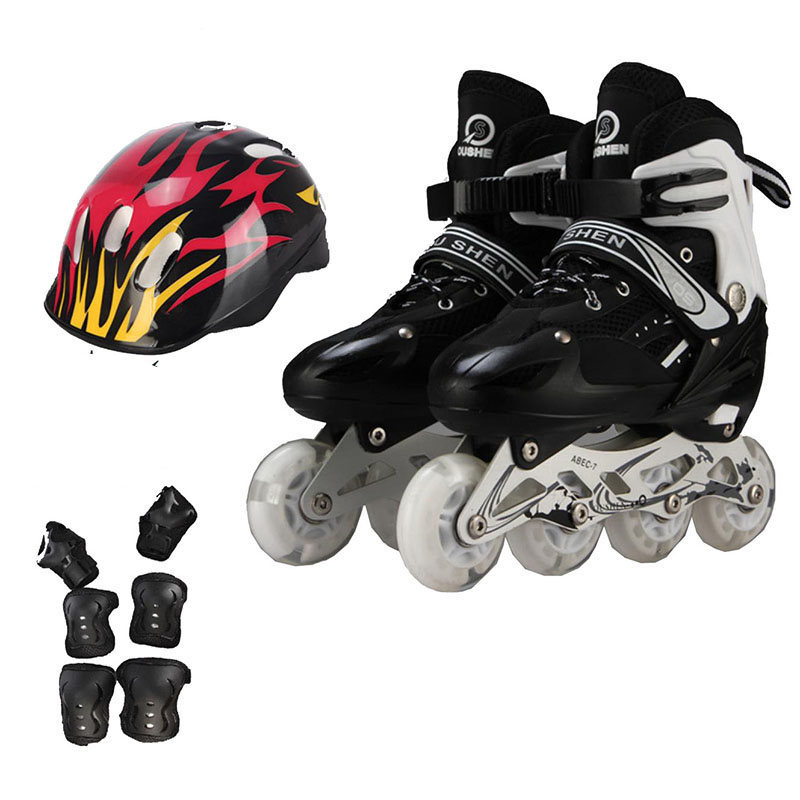 Giày Trượt Patin Bánh Cao Su Phát Sáng,Tăng Giảm Size OS + Tặng Kèm Bộ Bảo Hộ (Chân Tay + Mũ Bảo Hiểm)