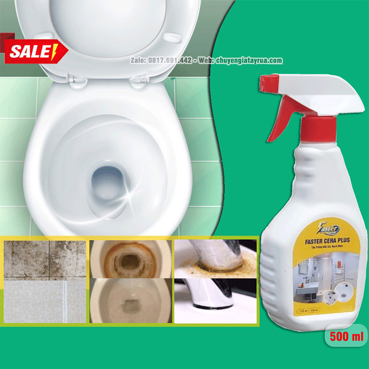 Tẩy Trắng Bồn Cầu, Sàn Gạch Men Nhà Vệ Sinh (Tặng Thêm 2 Phụ Kiện) Bồn Sứ, Tường Nhà Tắm Ố Vàng, Xỉn Màu, Đóng Cặn Lâu Ngày Faster