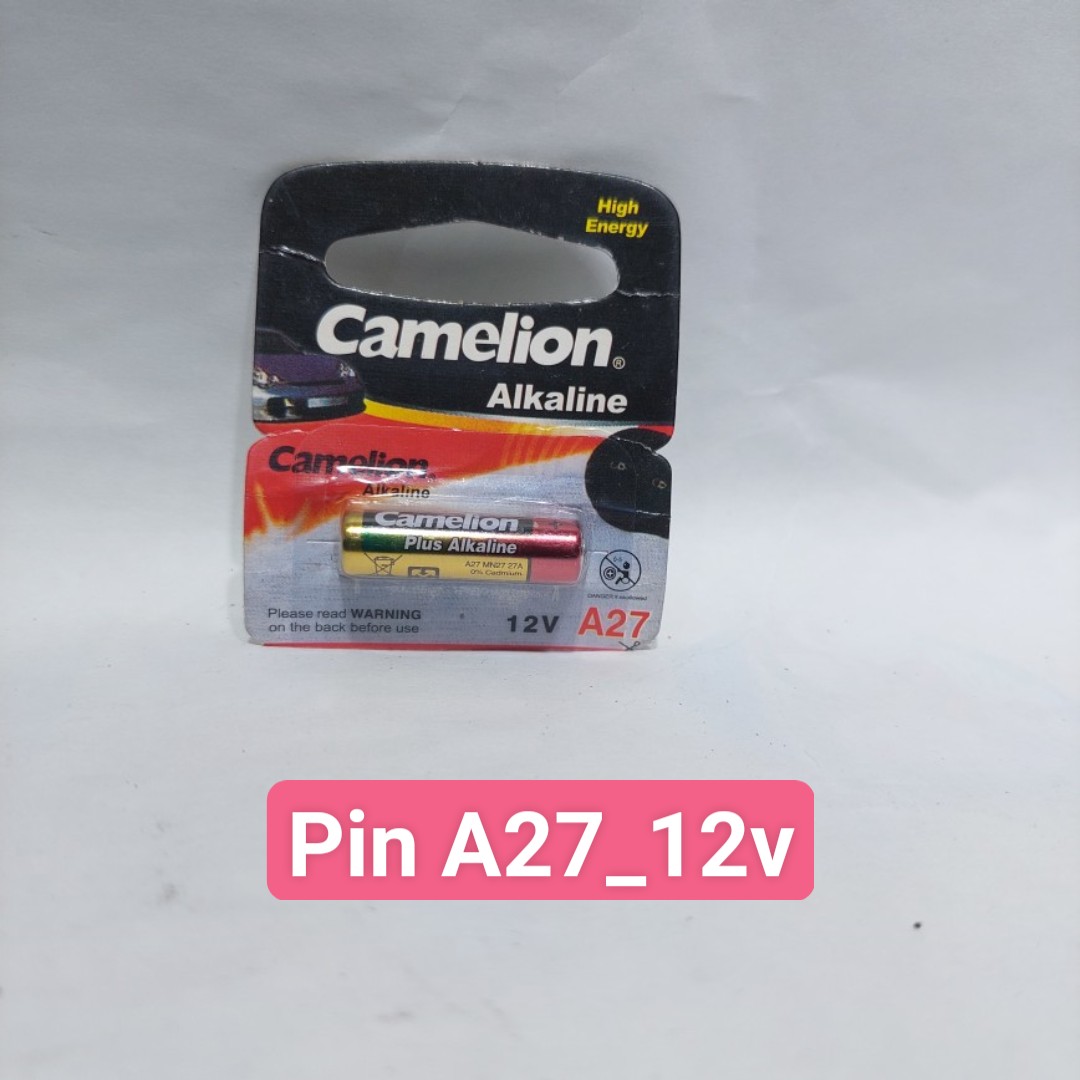 1 viên pin cửa cuốn, pin remote, pin chuông mã số A23 hoặc A27, Pin A23, A27 Alkaline Camelion 12V , Pin cửa cuốn, điều khiển, pin cua cuon, pin chuong, pin remote