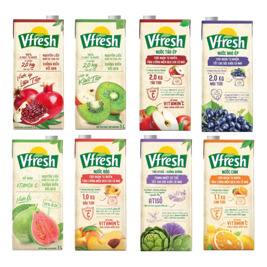 Nước ép Vfresh hộp 1L (Nhiều mùi)