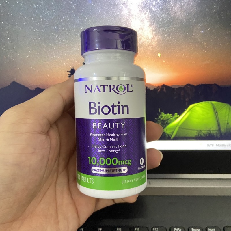 Viên uống bổ sung Biotin Natrol 100v chống rụng tóc Natrol Biotin 10000mcg của Mỹ