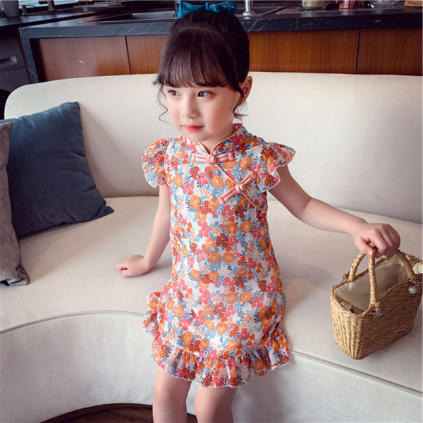 Cô Gái Sườn Xám Váy Mùa Hè Ăn Mặc, Váy Voan Hoa Phong Cách Phương Tây Cho Trẻ Em Mới 2021, Đầm Nữ Phong Cách Trung Hoa Hoài Cổ