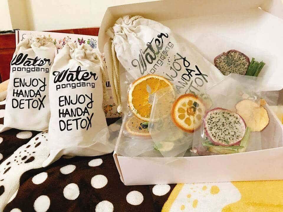 [HCM]Hộp 30 gói trà detox hoa quả sấy khô giảm cân DETOX KOREA trà hoa quả (ảnh thật) - Tặng bình Pongdang 1000ml + đường + mật ong