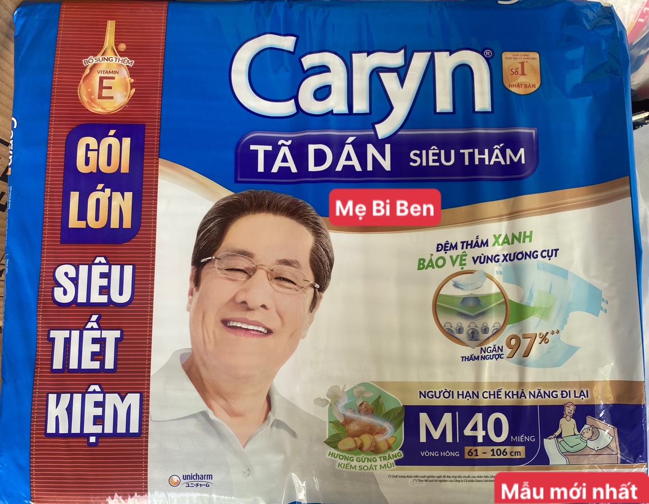 Tã Bỉm Dán người lớn Caryn Siêu Thấm Size M40 L40 XL20 - Hàng chính hãng