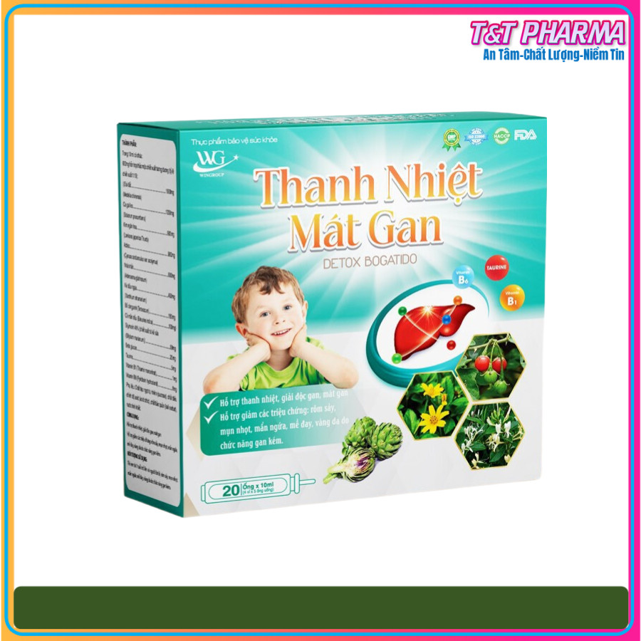 Siro thanh nhiệt mát gan detox bogatido hỗ trợ thanh nhiệt, giải độc gan, mát gan, giảm rôm sảy, mụn nhọt - t&t pharma