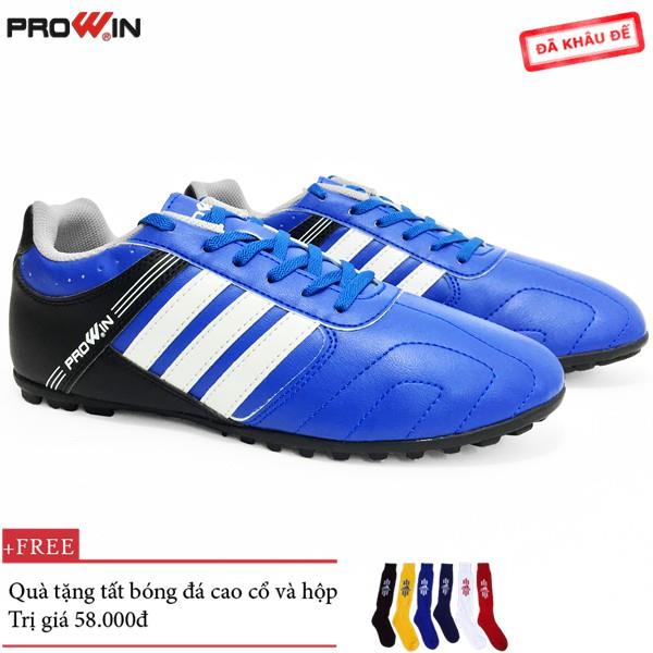 Giày đá bóng Prowin cao cấp 3 sọc màu xanh dương