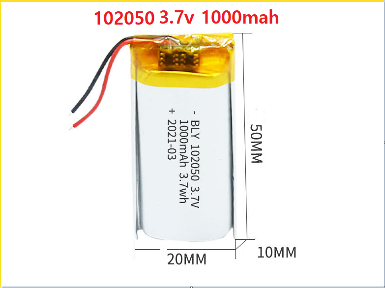 Pin sạc 3.7v 1000mah 102050 lithium polymer cho tai nghe,loa mp3 mp4 mp5 gps psp bluetooth hàng mới