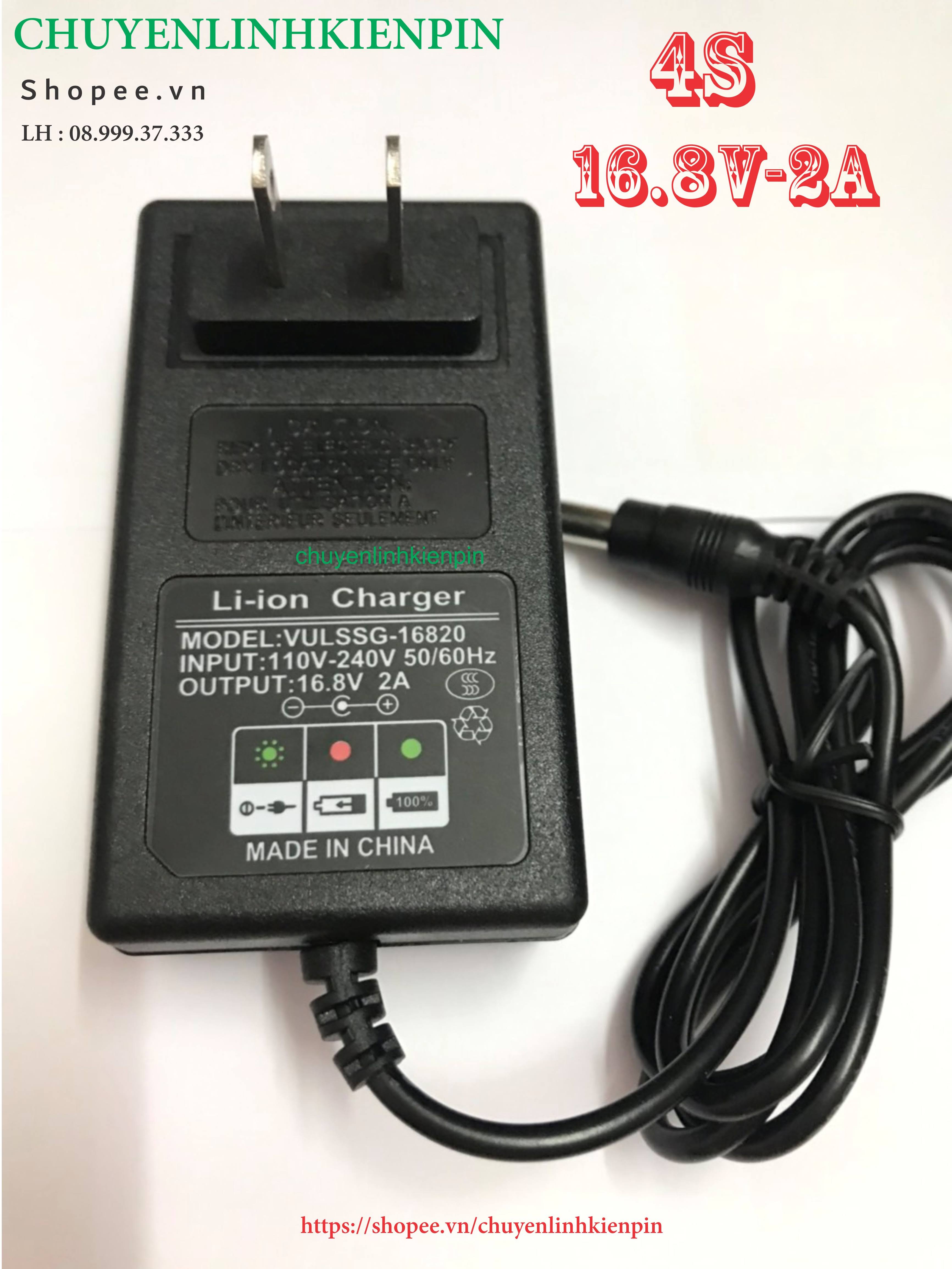 Sạc lion 3s 12.6v 4s 16.8v 2a- có đèn báo đầy