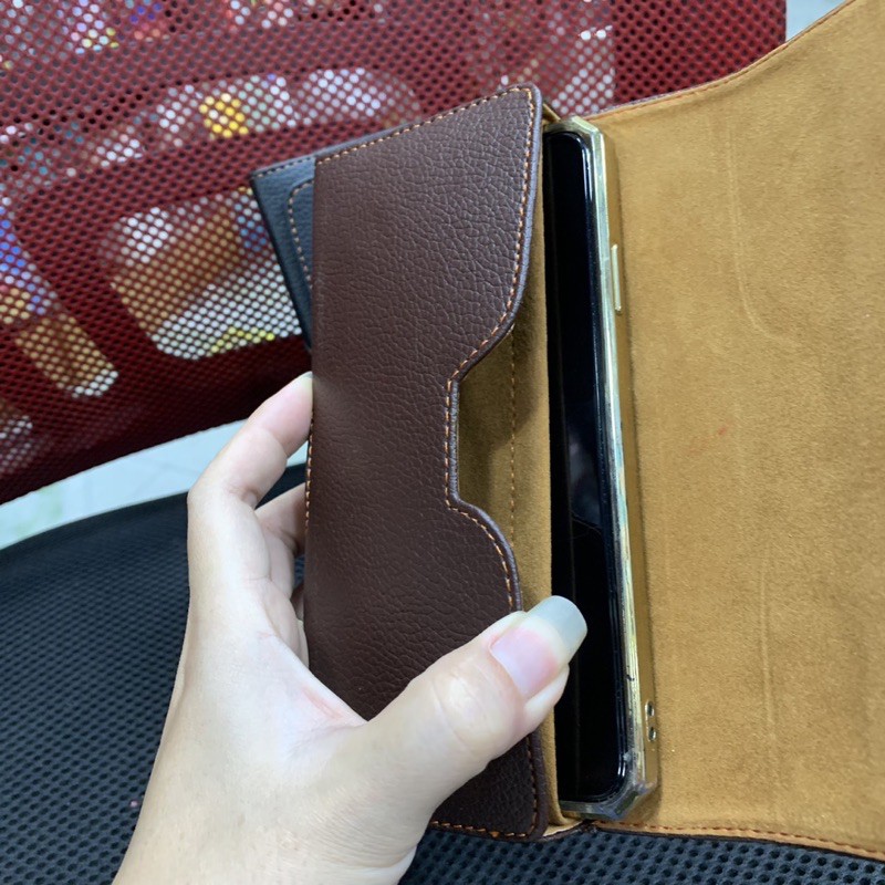 Bao da đeo thắt lưng dây nịt 2 ngăn lót mềm mịn size lớn 6.5inch 6.7inch