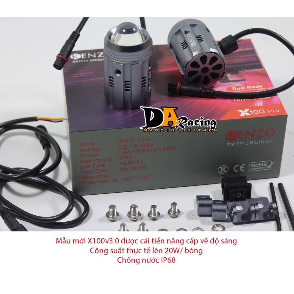 Đèn Trợ sáng Mini Chính Hãng Kenzo X100 V3 (Giá 1 bóng)