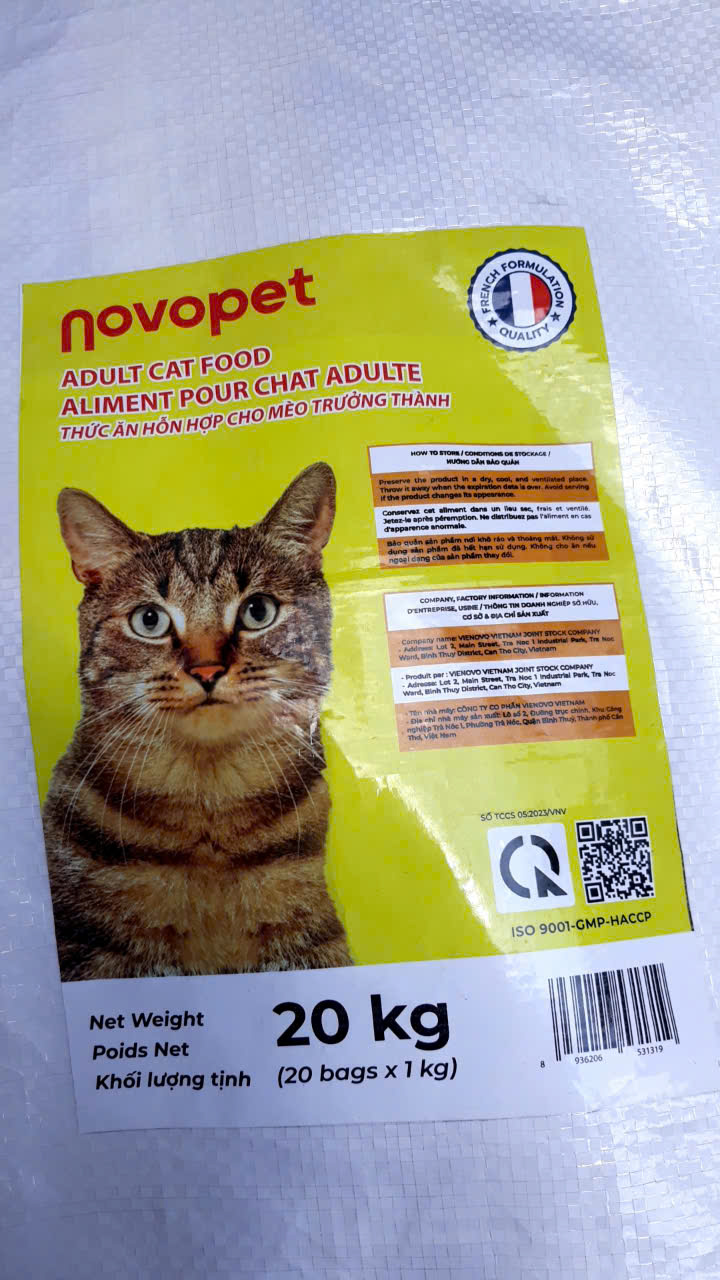 (2 loại)ZOI CAT, NOVOPET 1KG thức ĂN MÈO MỌI LỨA TUỔI THÁI LAN