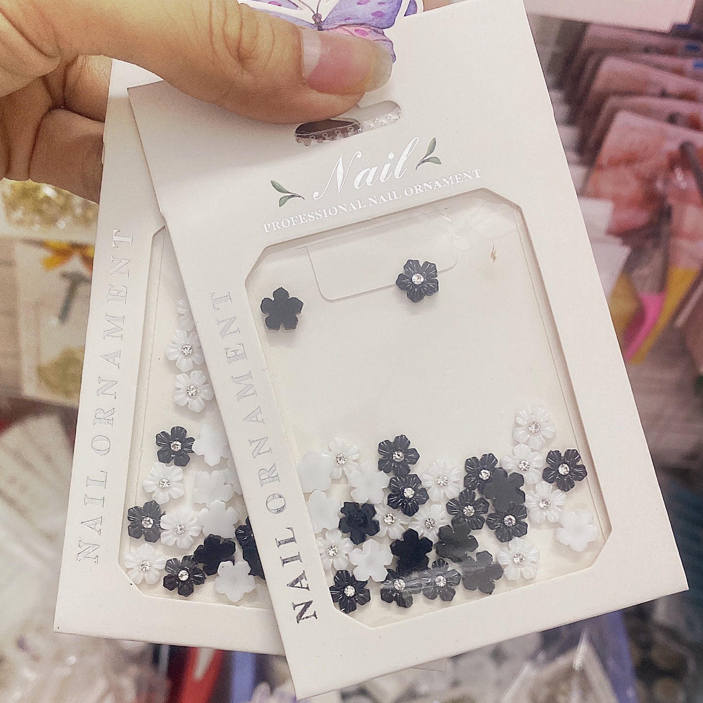 Charm Hoa Đá Trắng ,Đen ,Phụ Kiện Trang Trí Móng - Mini Nails