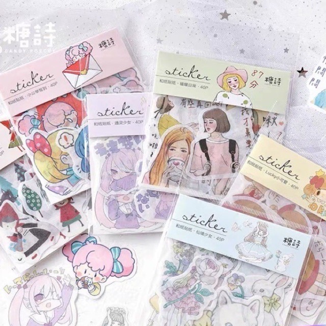 Gói 40 Pcs Stickers Dễ Thương Dùng Để Trang Trí Diy