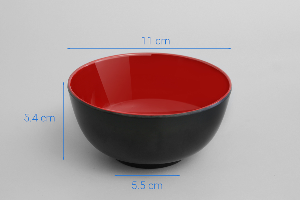 Bát cơm nhựa melamine đỏ đen 2 lớp - A106