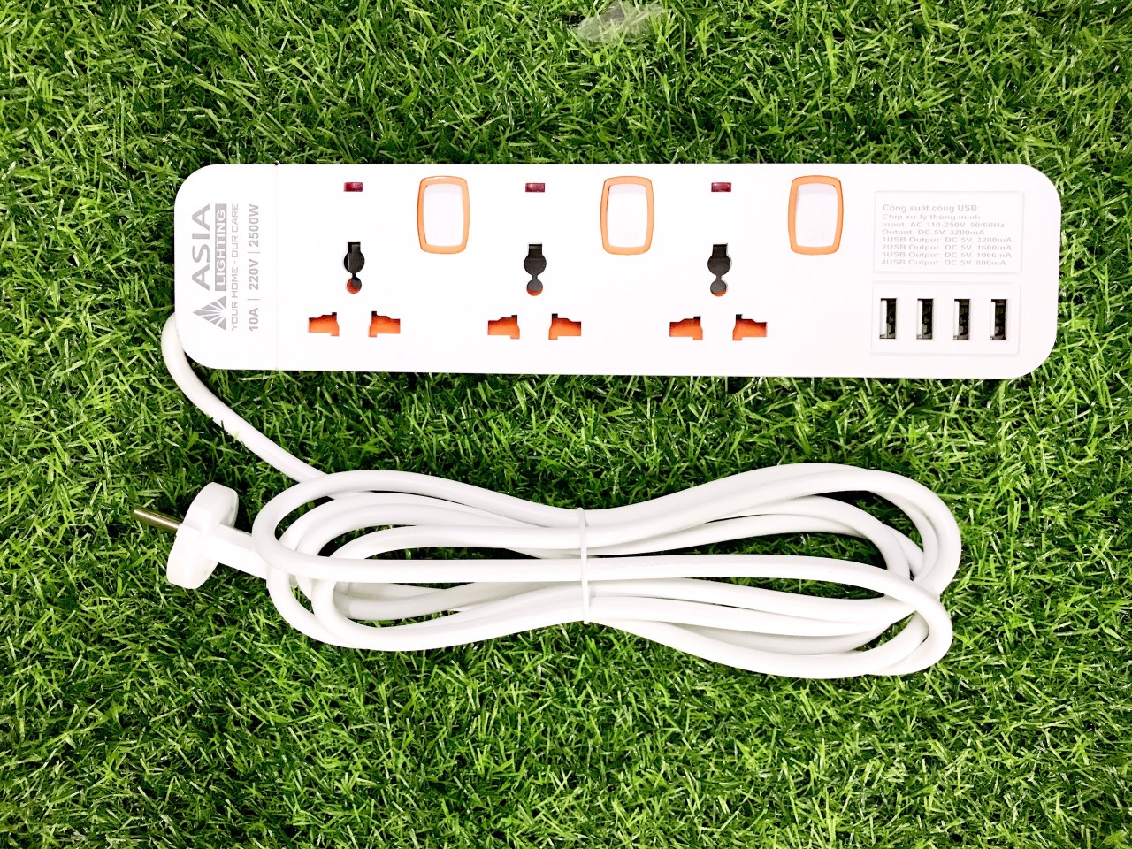 Ổ cắm điện đa năng asia 3 ổ điện- 4 cổng usb