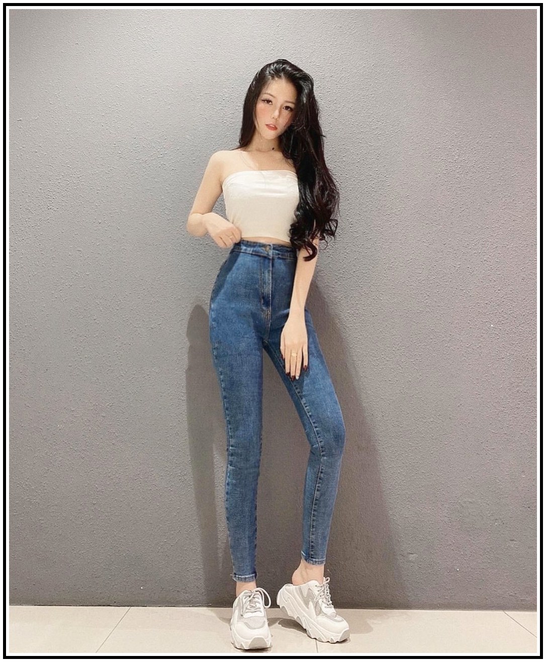 Quần Jean Nữ Lưng Cao KHÔNG ĐỈA & không túi trước siêu hot, jean giãn tốt -1