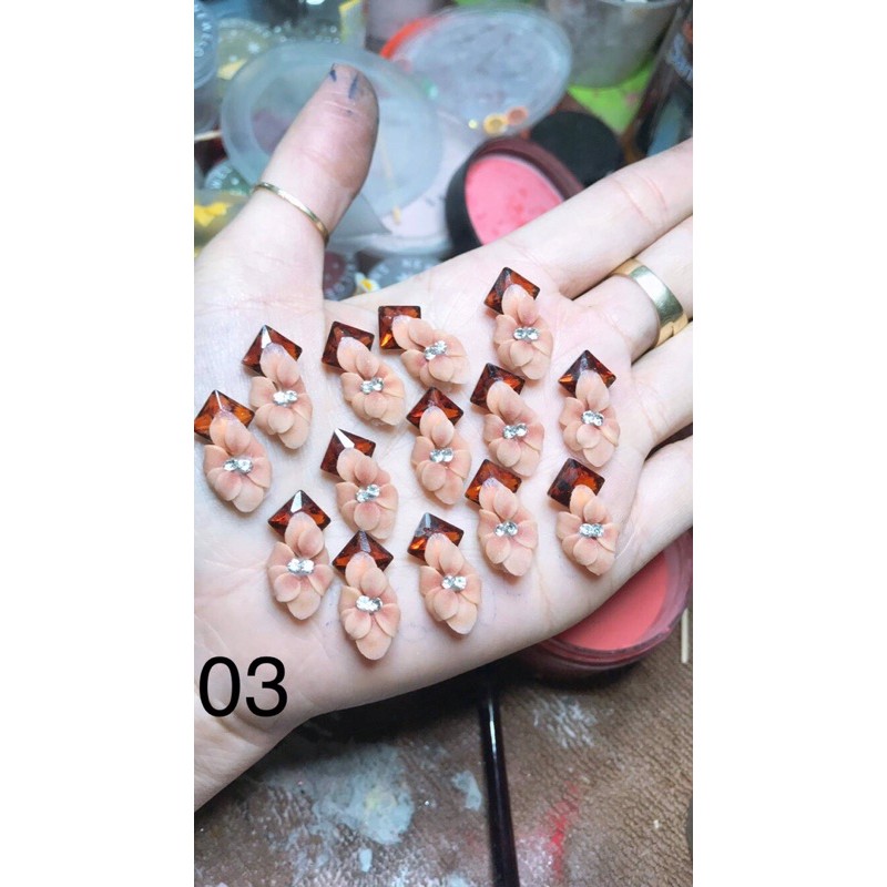 Hoa bột nail (hoa thược dược ôm đá) hoa bột giá sỉ