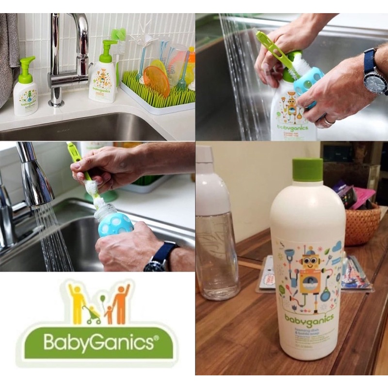 Nước rửa bình sữa Babyganics Mỹ 473ml vòi xịt
