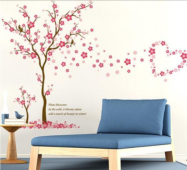 [HCM]Decal trang trí Cây hoa đào trái tim