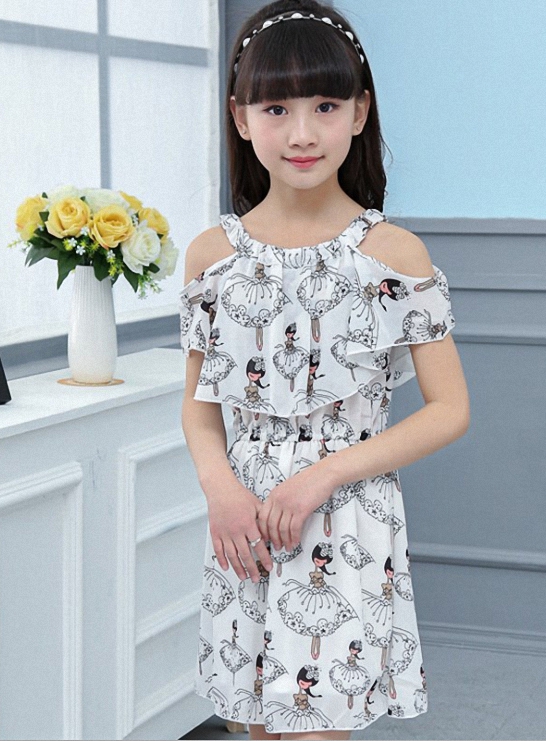 đầm trễ vai quảng châu cao cấp cho bé - D16
