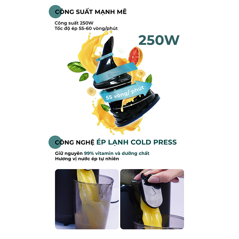 Máy ép chậm miệng rộng Magic Eco AC-144, hàng chính hãng