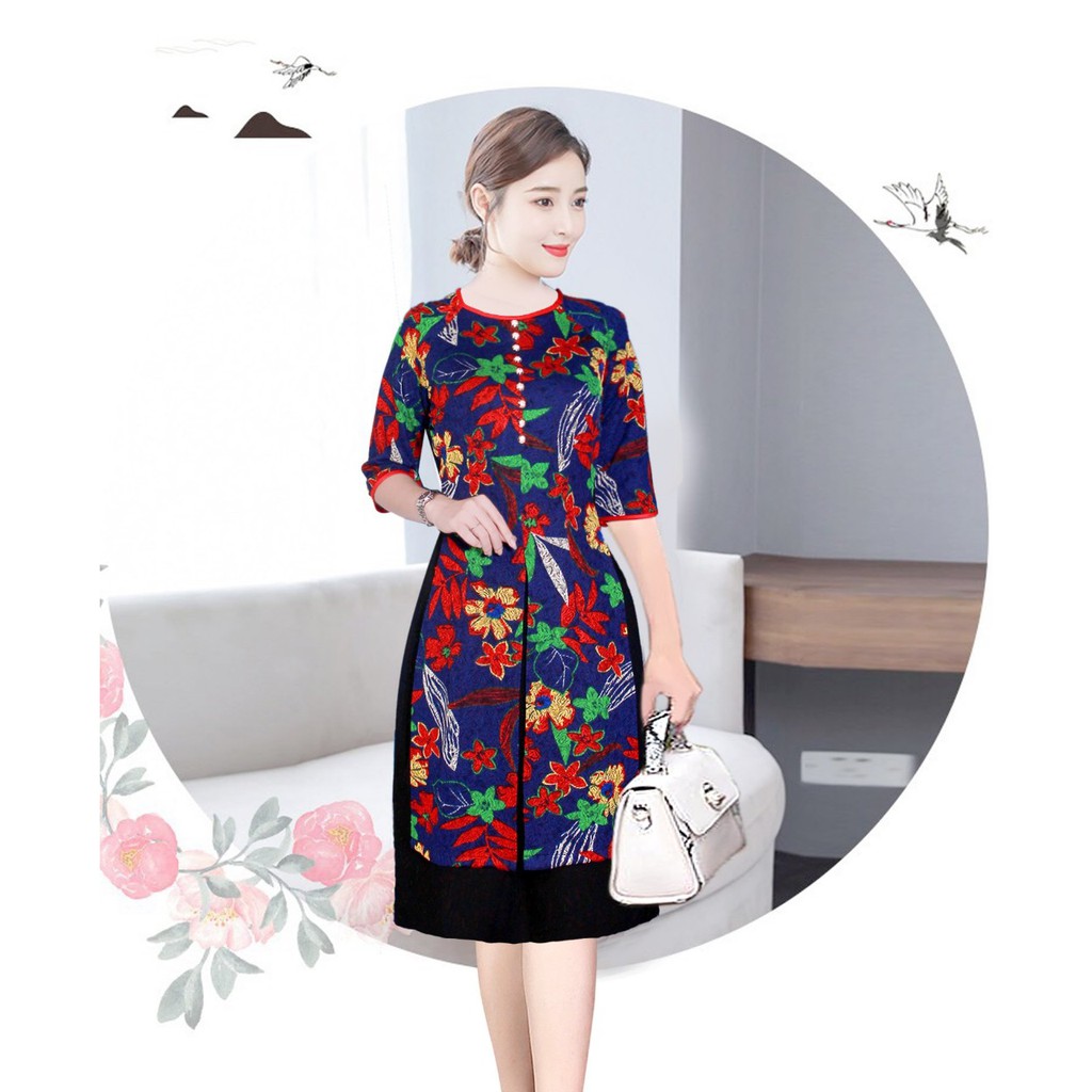 [HCM]Áo dài cách tân gấm thun dạng đầm sản phẩm tốt với chất lượng độ bền cao và được cam kết sản phẩm y như hình